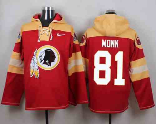 Nike Redskins 81 Art Monk Red Hooded Jersey