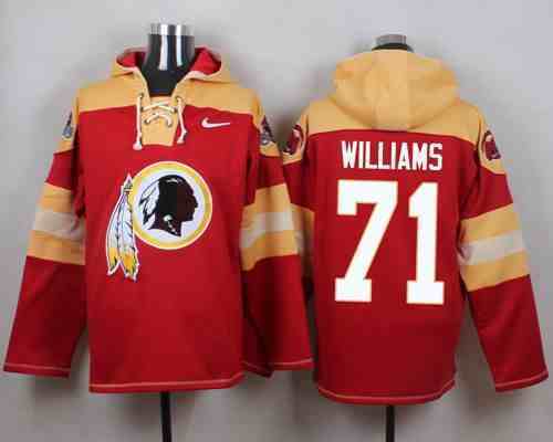 Nike Redskins 71 Trent Williams Red Hooded Jersey
