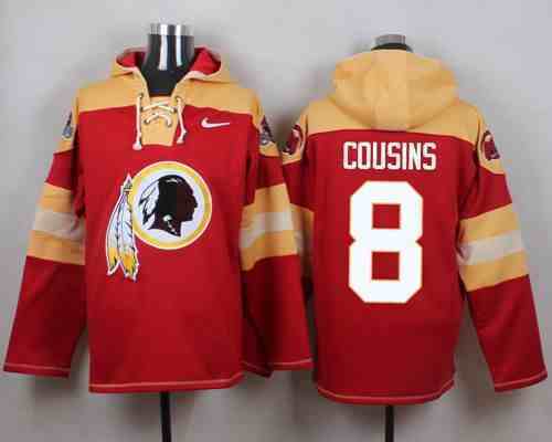 Nike Redskins 8 Kirk Cousins Red Hooded Jersey
