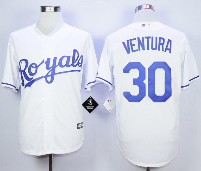 Royals 30 Yordano Ventura White New Cool Base Jersey