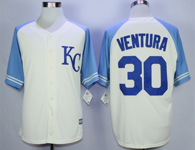 Royals 30 Yordano Ventura Cream New Cool Base Jersey
