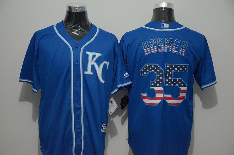 Royals 35 Eric Hosmer Blue US Flag New Cool Base Jersey
