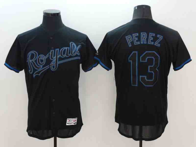 Royals 13 Salvador Perez Black Flexbase Jersey