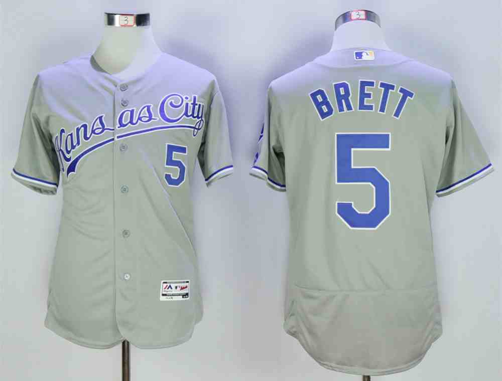 Royals 5 George Brett Grey Flexbase Jersey