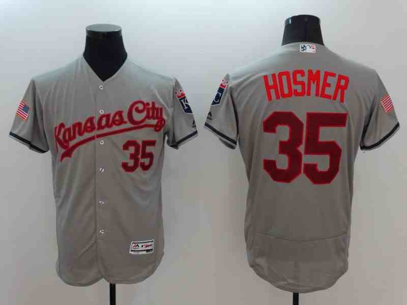 Royals 35 Eric Hosmer Grey Fashion Stars & Stripes Flexbase Jersey
