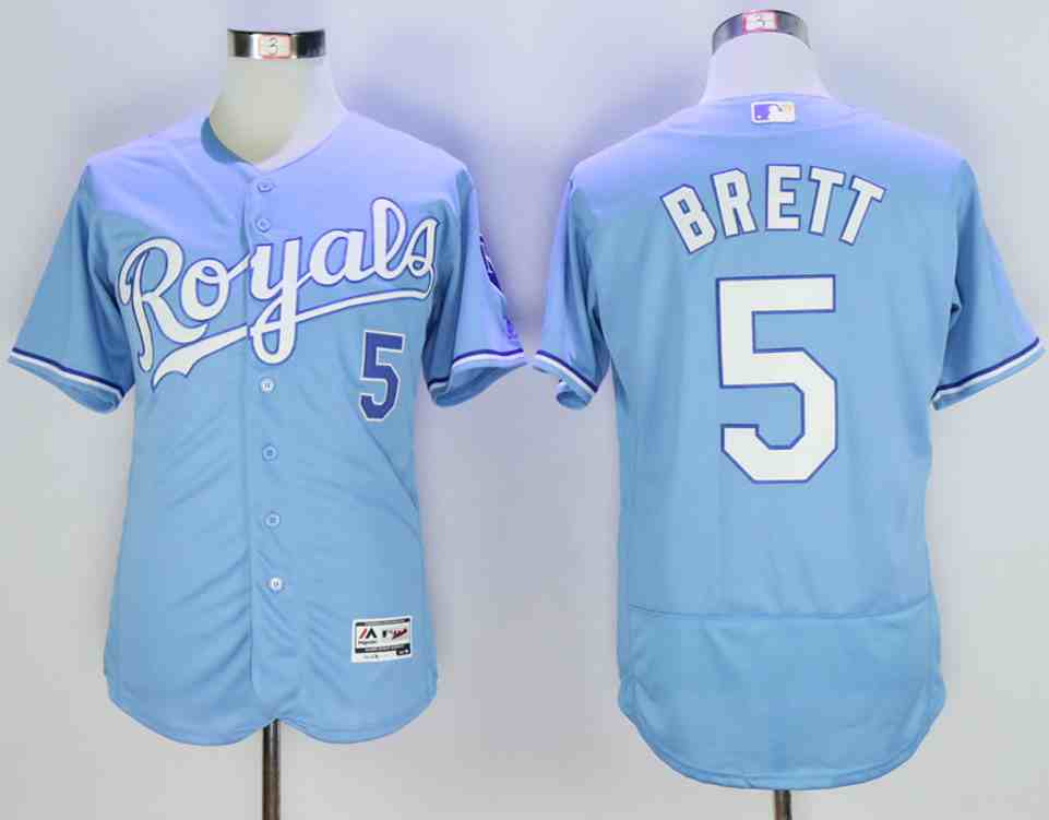 Royals 5 George Brett Light Blue Flexbase Jersey