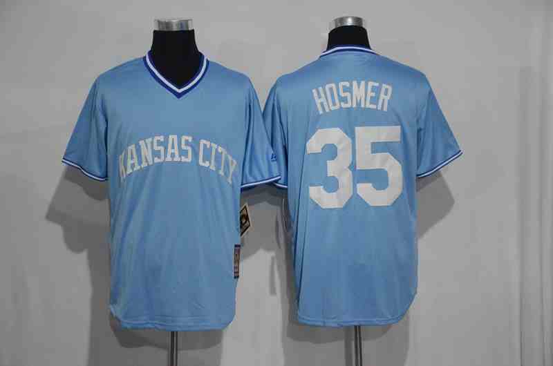 Royals 35 Eric Hosmer Light Blue Throwback Jersey