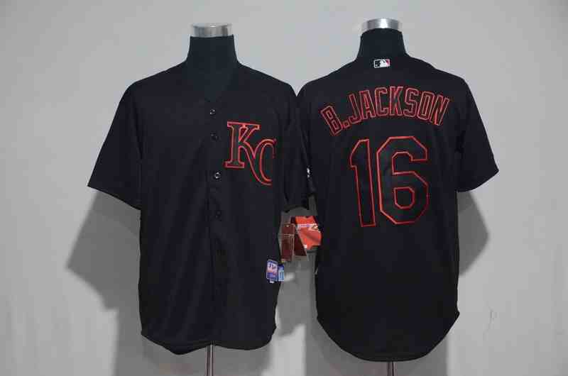 Royals 16 Bo Jackson Black Cool Base Jersey