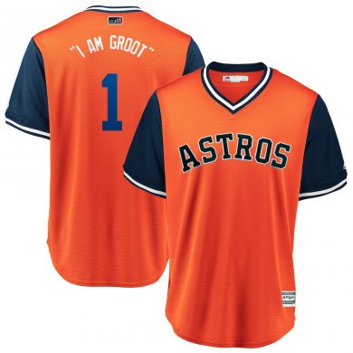 Astros 1 Carlos Correa I Am Groot Orange 2018 Players Weekend Cool Base Jersey