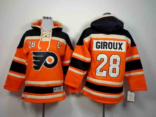 Flyers 28 Giroux Orange Hooded Youth Jersey