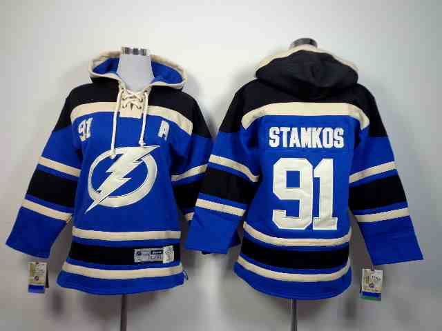 Lightning 91 Stamkos Blue Hooded Youth Jersey
