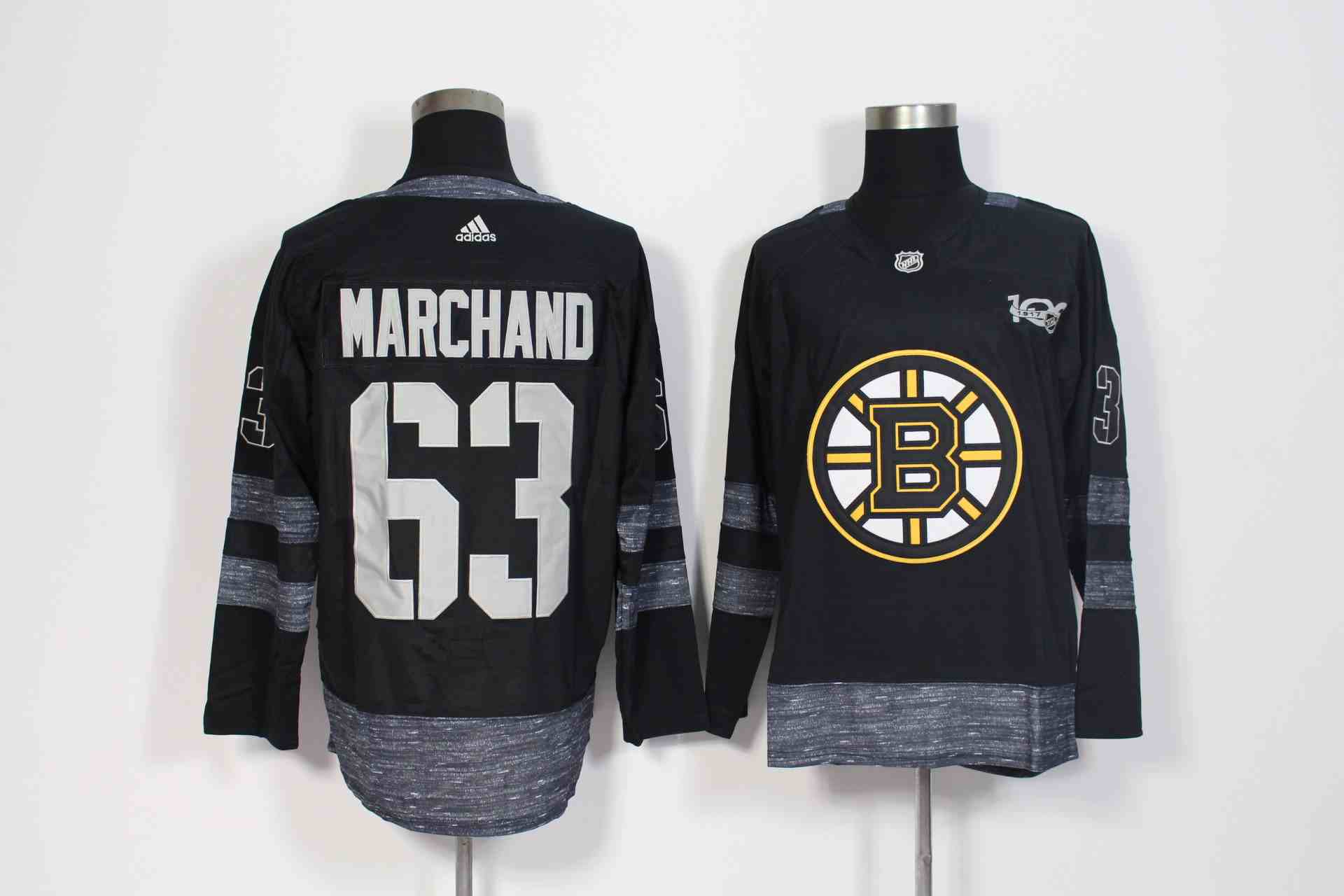 Bruins 63 Brad Marchand Black 1917-2017 100th Anniversary Adidas Jersey