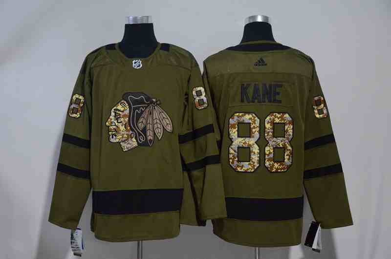 Blackhawks 88 Patrick Kane Olive Adidas Jersey