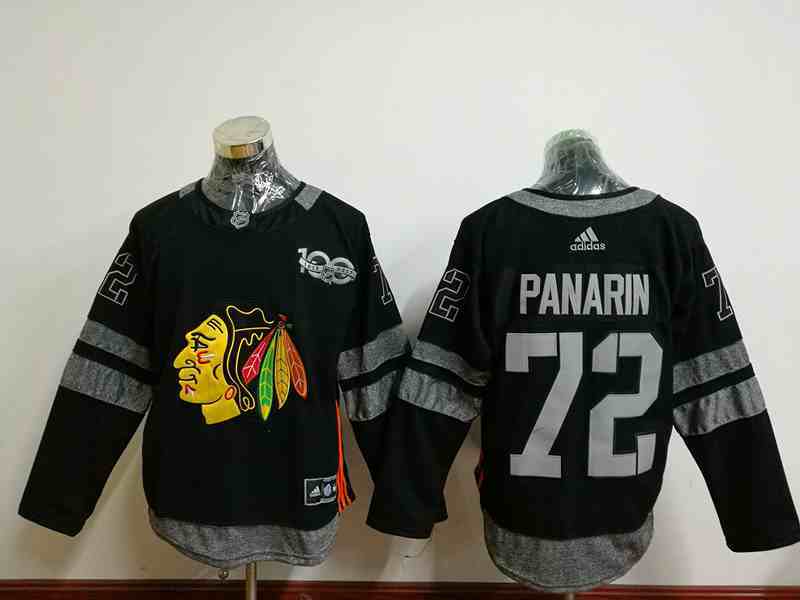 Blackhawks 72 Artemi Panarin Black 1917-2017 100th Anniversary Jersey