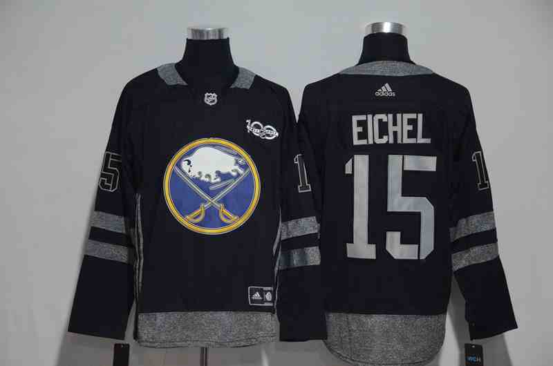 Sabres 15 Jack Eichel Black 1917-2017 100th Anniversary Jersey