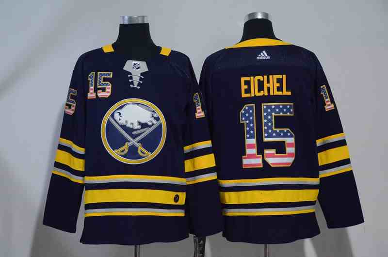 Sabres 15 Jack Eichel Navy USA Flag Adidas Jersey