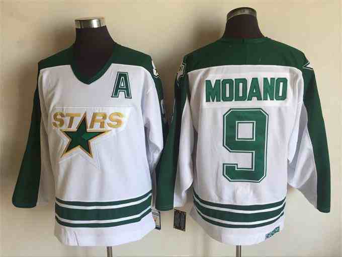 Stars 9 Mike Modano White CCM Jersey