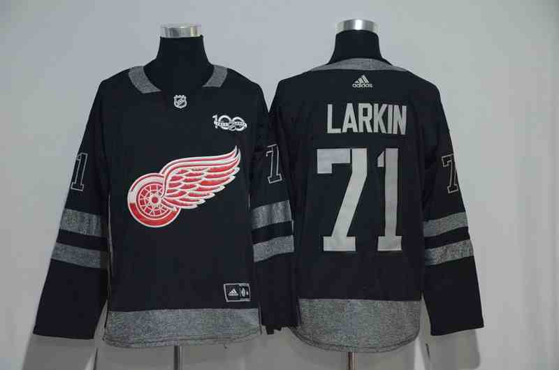 Red Wings 71 Dylan Larkin Black 100th Anniversary Adidas Jersey