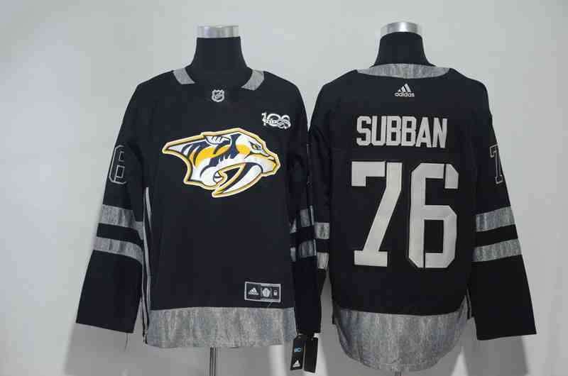 Predators 76 P.K Subban Black 1917-2017 100th Anniversary Adidas Jersey