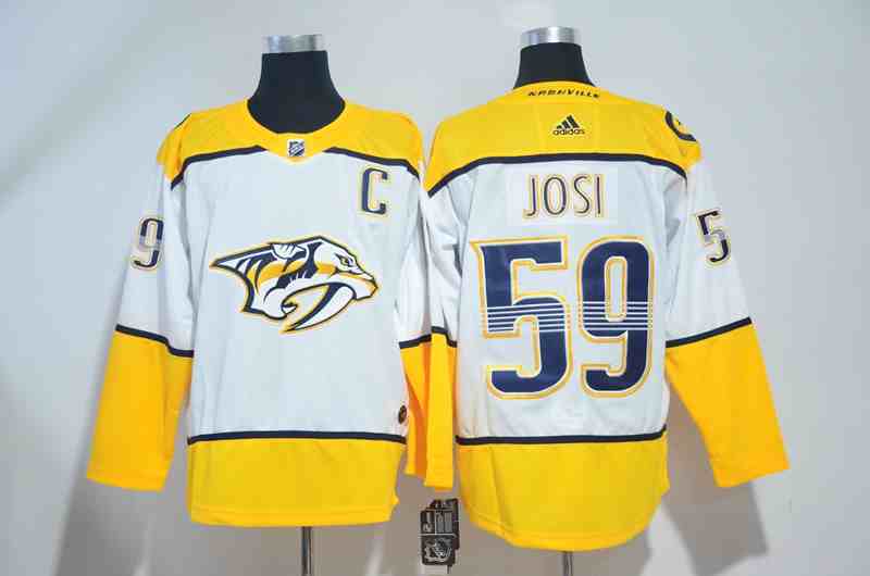 Predators 59 Roman Josi White Adidas Jersey