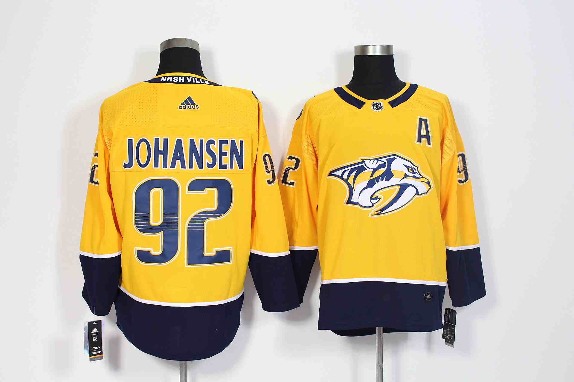 Predators 92 Ryan Johansen Yellow Adidas Jersey