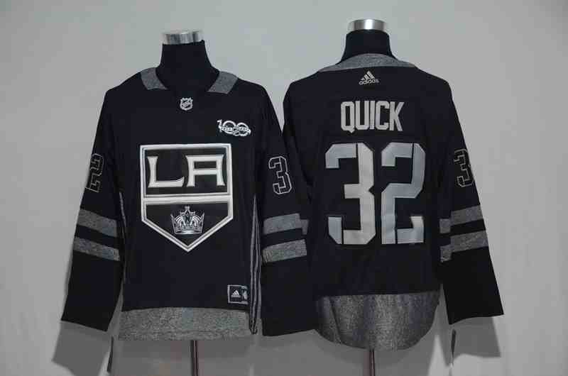 Kings 32 Jonathan Quick Black 1917-2017 100th Anniversary Adidas Jersey