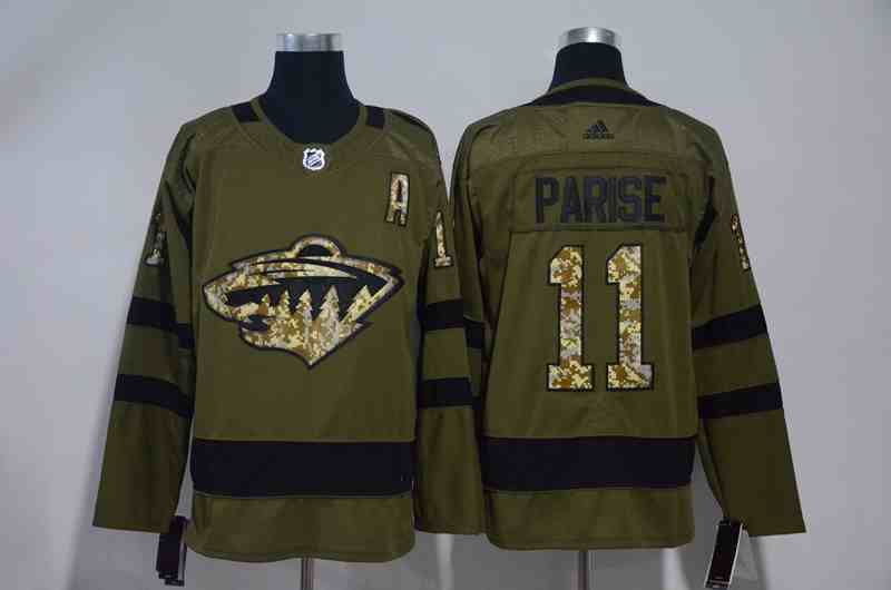 Wild 11 Zach Parise Olive Green Adidas Jersey