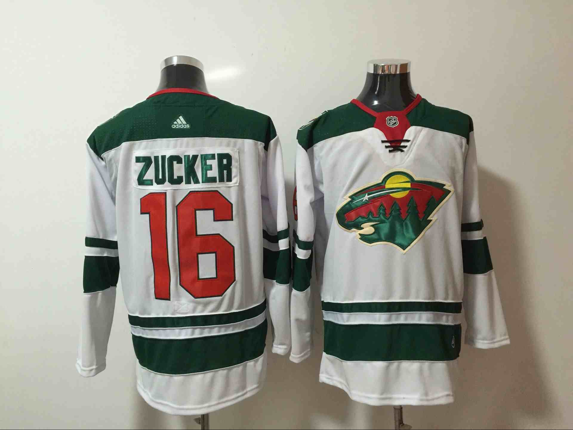Wild 16 Jason Zucker White Adidas Jersey