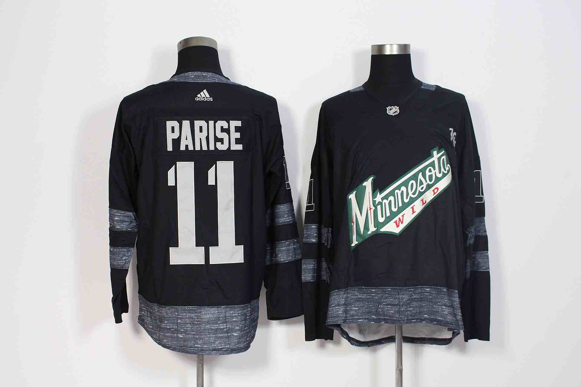 Wild 11 Zach Parise Black 1917-2017 100th Anniversary  Adidas Jersey
