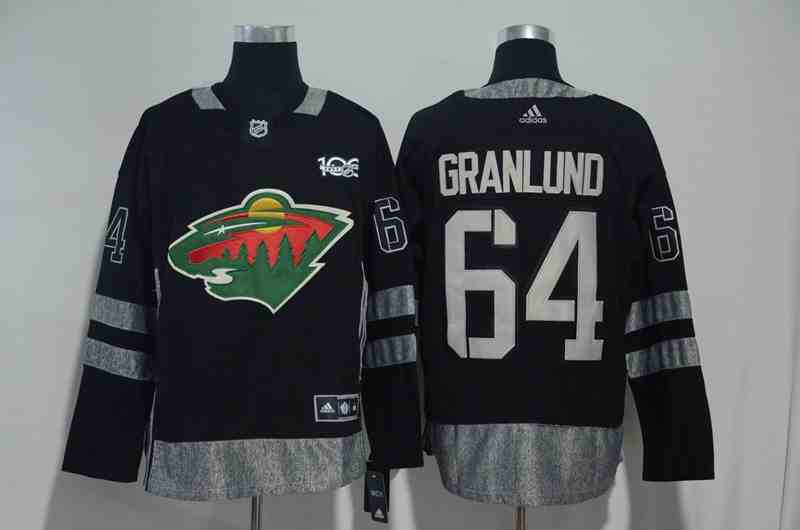 Wild 64 Mikael Granlund Black 1917-2017 100th Anniversary Adidas Jersey