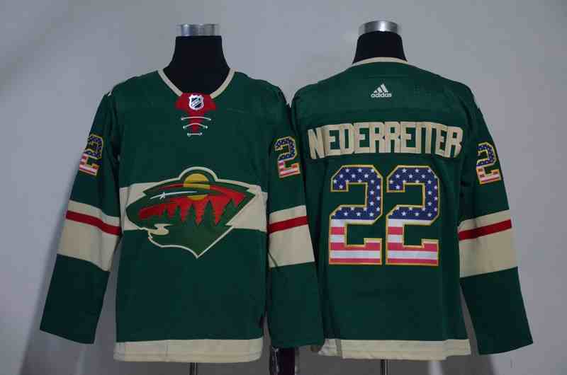 Wild 22 Nino Niederreiter Green USA Flag Adidas Jersey