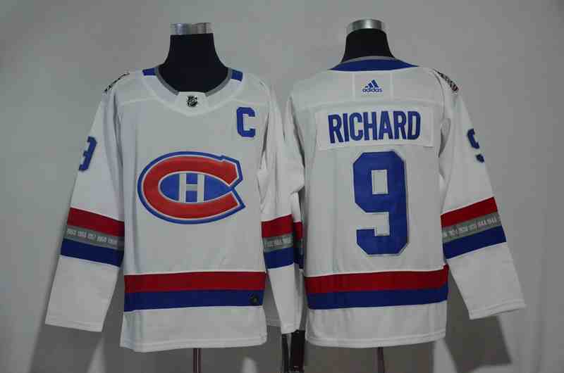 Canadiens 9 Maurice Richard White 2017 NHL 100 Classic Adidas Jersey