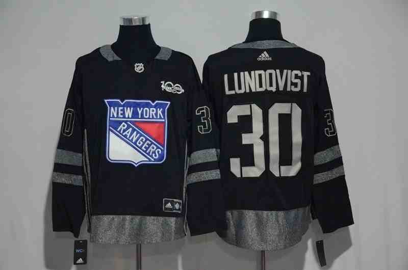 Rangers 30 Henrik Lundqvist Black 1917-2017 100th Anniversary Jersey