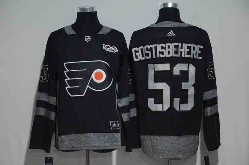 Flyers 53 Shayne Gostisbehere Black 1917-2017 100th Anniversary Jersey