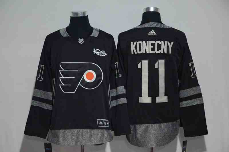 Flyers 11 Travis Konecny Black 1917-2017 100th Anniversary Jersey
