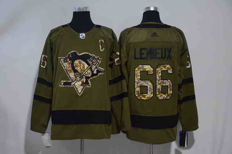 Penguins 66 Mario Lemieux Olive Adidas Jersey