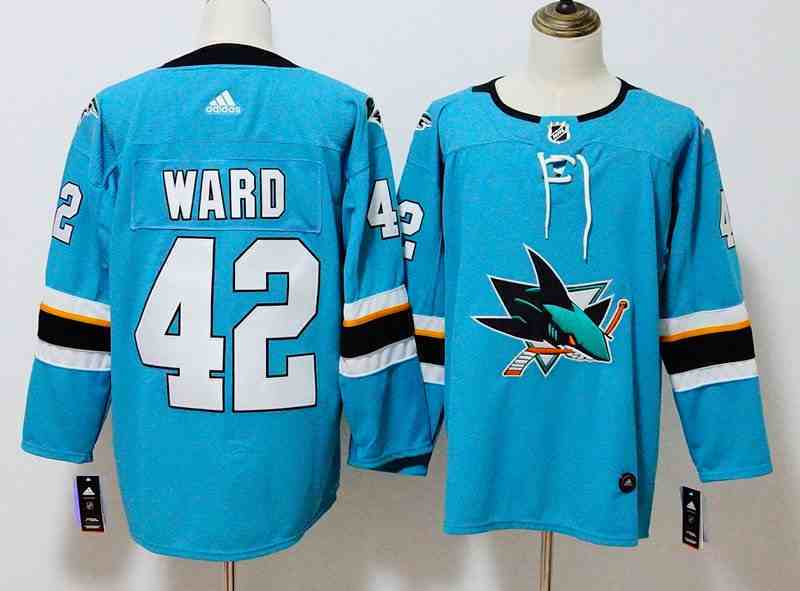 Sharks 42 Joel Ward Teal Adidas Jersey