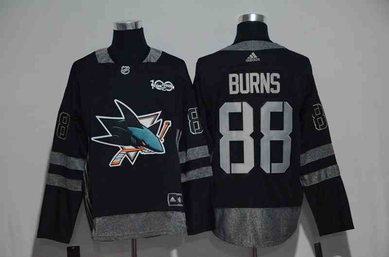 Sharks 88 Brent Burns Black 1917-2017 100th Anniversary Jersey