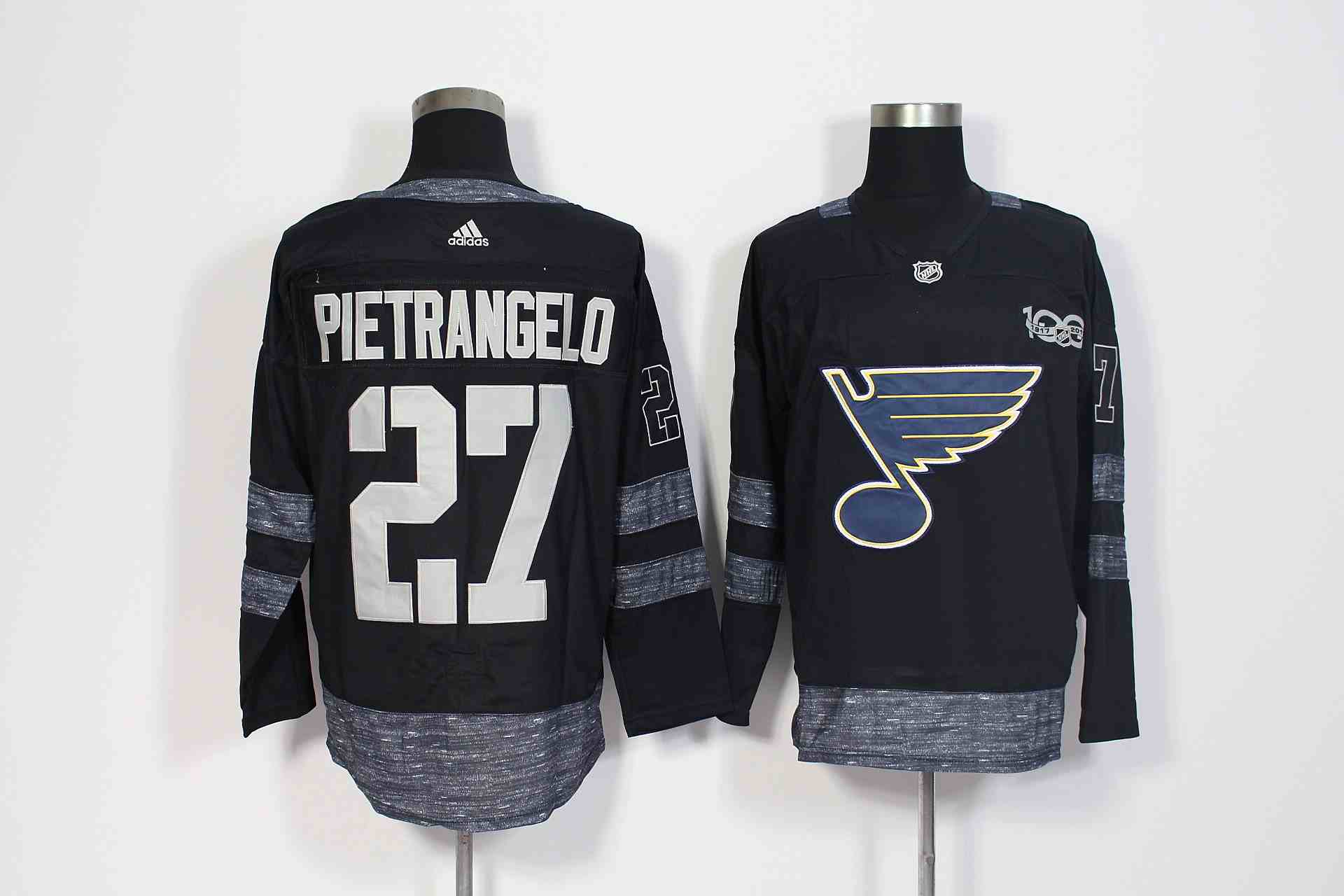 Blues 27 Alex Pietrangelo Black 1917-2017 100th Anniversary Adidas Jersey