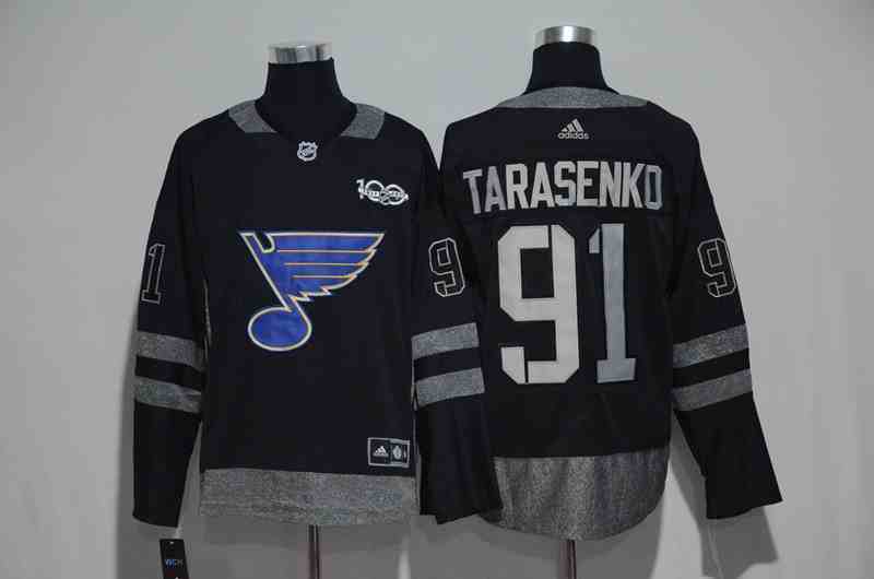 Blues 91 Vladimir Tarasenko Black 1917-2017 100th Anniversary Jersey