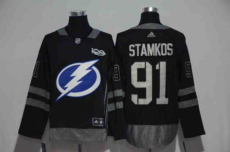 Lightning 91 Steven Stamkos Black 1917-2017 100th Anniversary Jersey