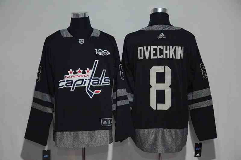 Capitals 8 Alexander Ovechkin Black 1917-2017 100th Anniversary Jersey