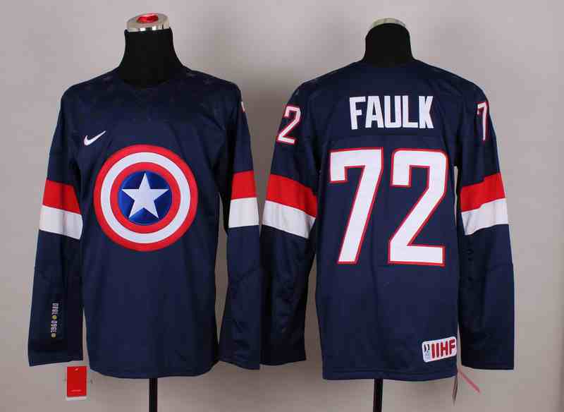 USA 72 Faulk Blue Captain America Jersey