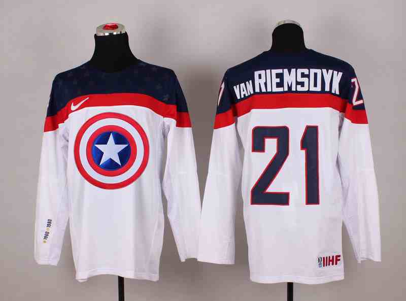 USA 21 van Riemsdyk White Captain America Jersey