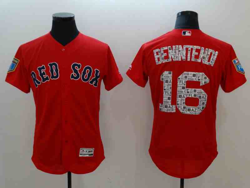 Red Sox 16 Andrew Benintendi Red 2018 Spring Training Flexbase  Jersey