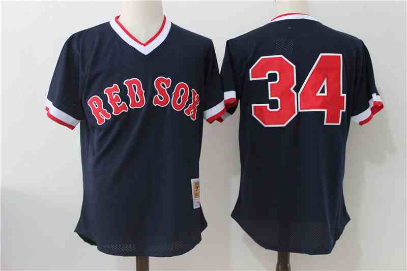 Red Sox 34 David Ortiz Navy Cooperstown Collection Mesh Batting Practice Jersey