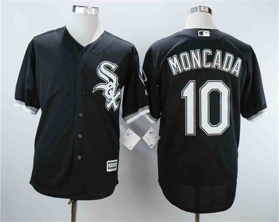 White Sox 10 Yoan Moncada Black Cool Base Jersey