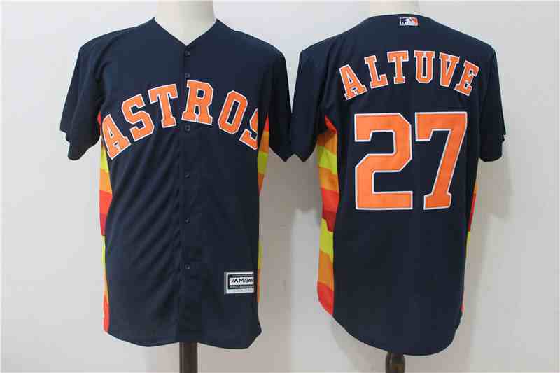 Astros 27 Jose Altuve Navy Alternate Cool Base Jersey