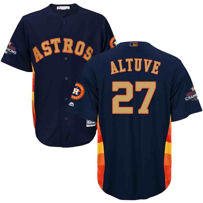 Astros 27 Jose Altuve Navy 2018 Gold Program Cool Base Jersey