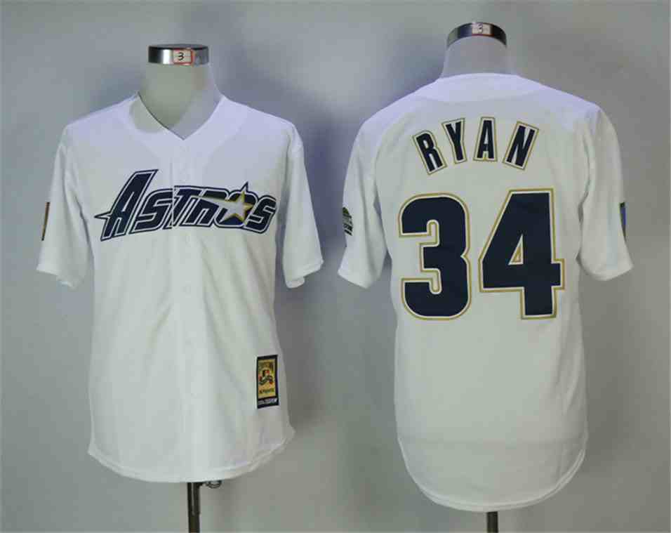 Astros 34 Nolan Ryan White Cooperstown Collection Throwback  Jersey